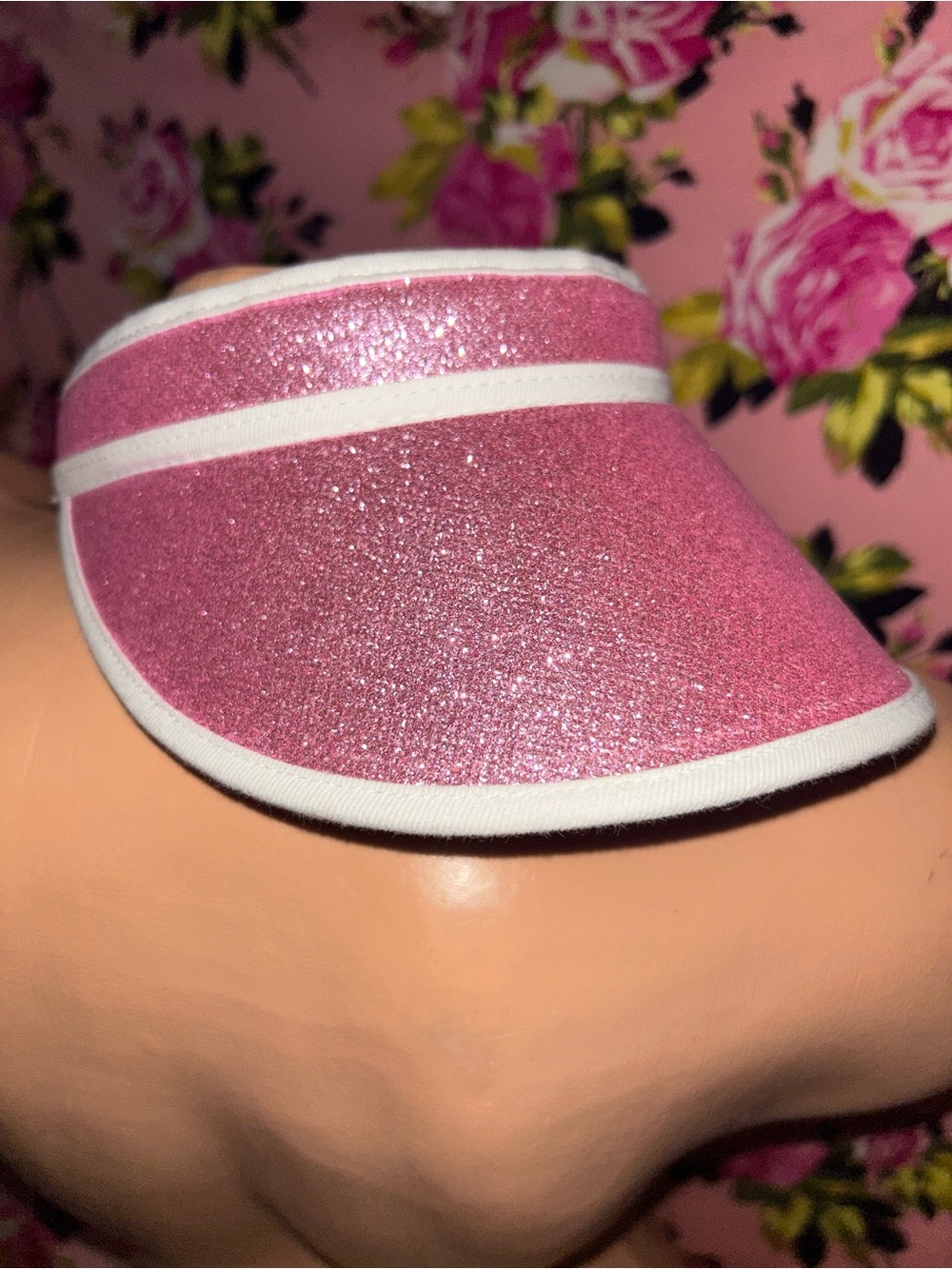 Pink Barbie glitter sparkly sun visor hat glam doll beach river rave festival